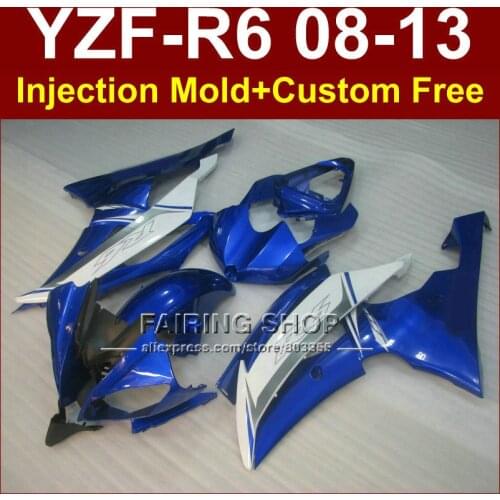 Injection mold Motorcycle fairings for YAMAHA 2008 2009 2011 2013 YZF-R6 Dark blue white body parts YZF R6 08-13 YZF1000 R6