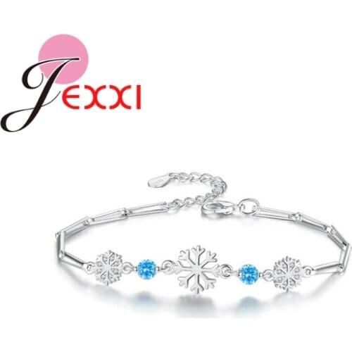 Romantic 925 Sterlinf Silver Bracelet For Women Girl 2 Color Jewelry Snowflake Christmas Gift Bangles Wholesale Dropshippi