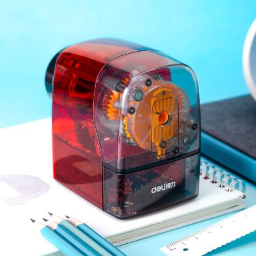 Deli 71152 Pencil Sharpener Hand Sharpener Pencil Automatic Pen In Transparent Body Can Cut Color Lead Stationery Back To School