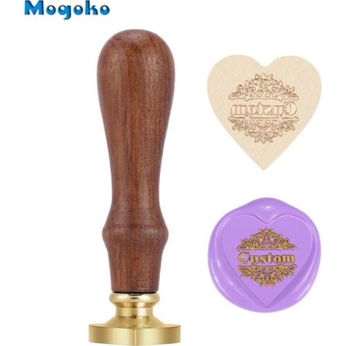 Mogoko Personalized Letter/Logo Design Custom Alphabet Engraved Vintage Retro Brass Copper Heart Wax Seal Stamp Wedding/Birthday