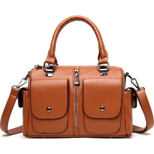 New Fashion Women Handbags Genuine Leather Ladies Shoulder Bags Female Brand Luxury Real Natural Leather Crossbody Boston Bag
