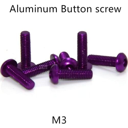 20pcs M3*5/6/8/10/12/14/16mm Anodized Purple color Aluminum Hex socket button head cap screw for RC Model screws
