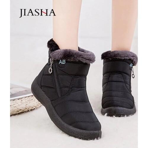 Waterproof snow boots women winter boots 2021 solid winter shoes woman boots warm plush fur zipper boots women shoes botas mujer