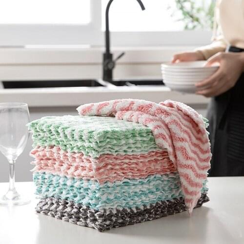 Absorbent Microfiber Kitchen Dish Cloth Non-Stick Oil Rags Household Cleaning Wiping Towel Kitchen Tool Cleaning Towels
