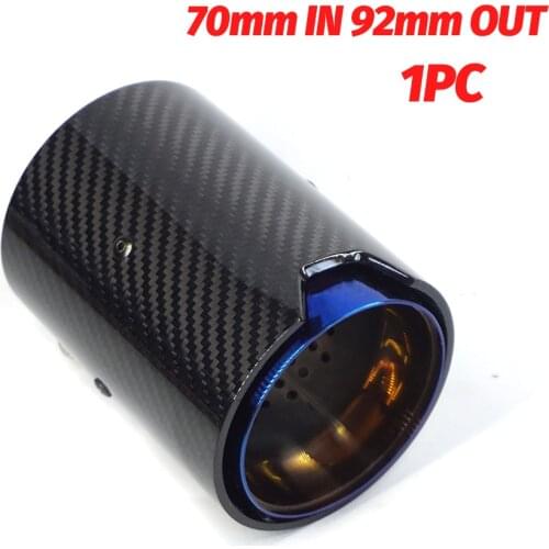 70mm IN Exhaust Pipe Real Carbon Fiber Glossy Grilled Blue Style For BMW M2 F87 M3 F80 M4 F82 F83 M5 F10 M6 F12 F13 X5M X6M