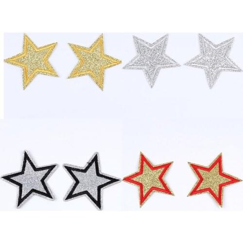 1pc Bling Star Embroidered Patches Sew Iron On Badge Gold Silver For Clothes Jeans DIY Appliques Sewing Sticker Craft Decoration