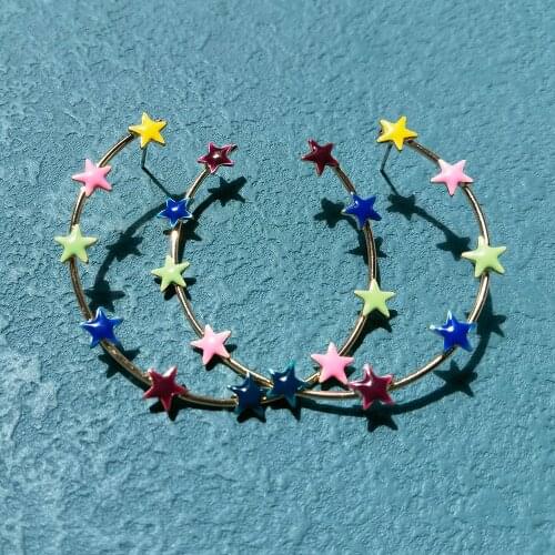 Lost Lady New Fashion Bohemia Matching Colorful Star-Shaped Stud Earrings Womens Jewelry Temperament Accessories Party Gifts
