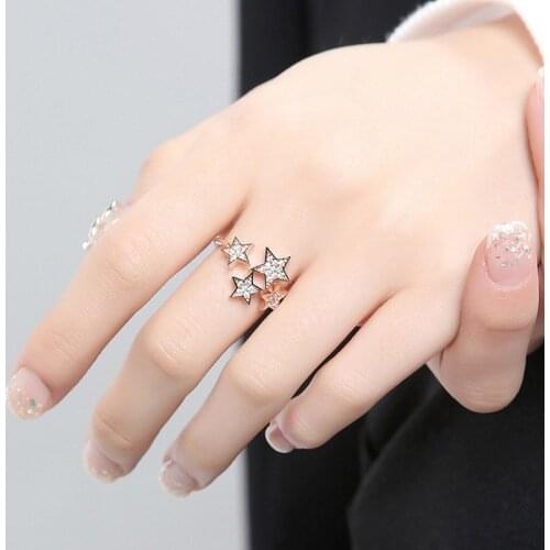 ZHOUYANG Adjustable Rings For Women Little Star Exquisite Personality Cubic Zirconia 3 Color Party Gift Fashion Jewelry KBR072