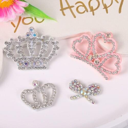 15pcs Rhinestone Colorful Crown Cloth Applique for Craft/Wedding/Clothing Decor Patch Scrapbooking DIY Card Accessories