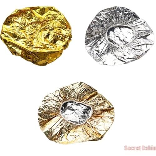 2PCS Shower Cap Heat Insulation Aluminum FoilHat Elastic Bathing Cap Hair Salon