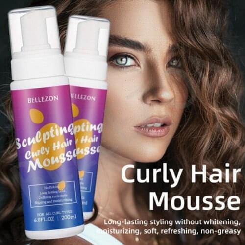 200ml Strong Hold Hair Mousse Curly Hair Mousse Styling Define Curly Hair Finishing Anti-Frizz Fixative Hair Foam Mousse