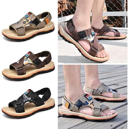 2021 New Casual Men Soft Sandals Comfortable Men Summer Leather Men Slippers Man Roman Summer Outdoor Beach Sandals Big Size 47