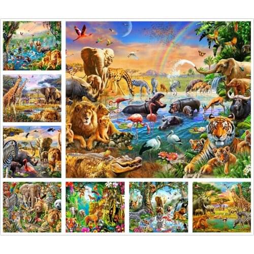 Beasts Figure Lion Tiger Elephant 5D Diy Full Square and Round Diamond Painting Embroidery Cross Stitch Kit Wall Art Home Decor