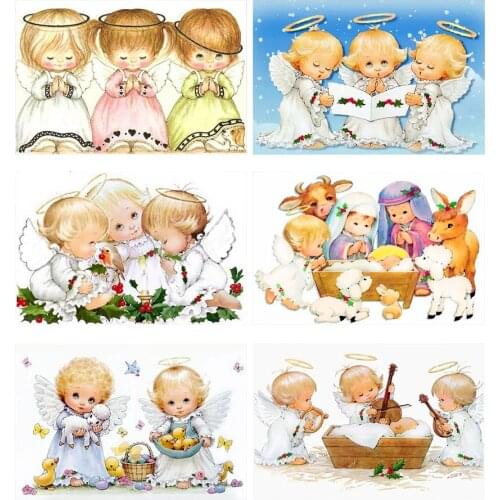 5D Diamond Painting Cartoon Angels Wall Art Diy Christmas Gift Diamond Embroidery Mosaic Needlework Full Square Home Decor 3Ts10
