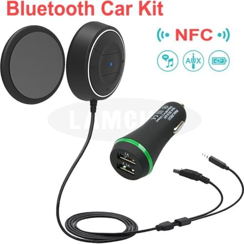 Dual USB Charger Handsfree Car Kit Bluetooth 4.0 Stereo Music Receiver With 3.5MM Aux Input Jack Fast NFC Wireless Car Charger
