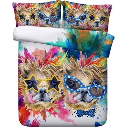 Free shipping 100%cotton 3d oil painting animal Hip-hop alpaca 4pcs bedding set no filler twin/full/queen/king/super king size