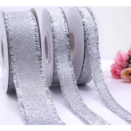 Free shipping Silver Metallic Glitter Ribbons