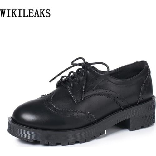 Brogues Low Heels Leather Casual Shoes Harajuku Shoes 2021 Fashion Women Shoes Luxury Brand High Quality Zapatillas Mujer Casual