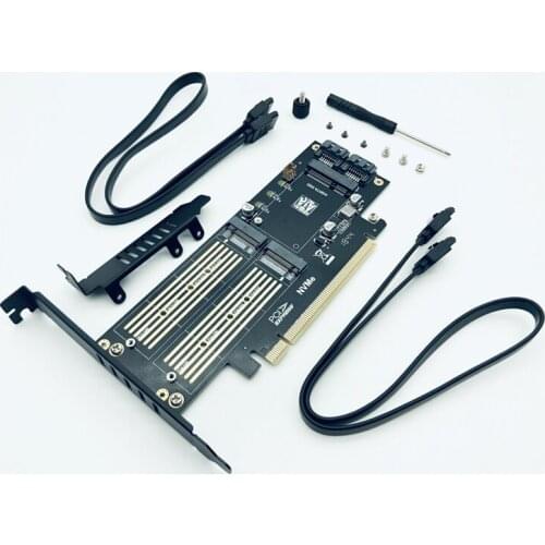 BTBcoin Add On Cards SATA M.2 Adapter PCIE M.2 to SATA SSD M.2 SATA Adapter NVME M Key + AHCI NGFF B Key + MSATA 3in1 Riser Card