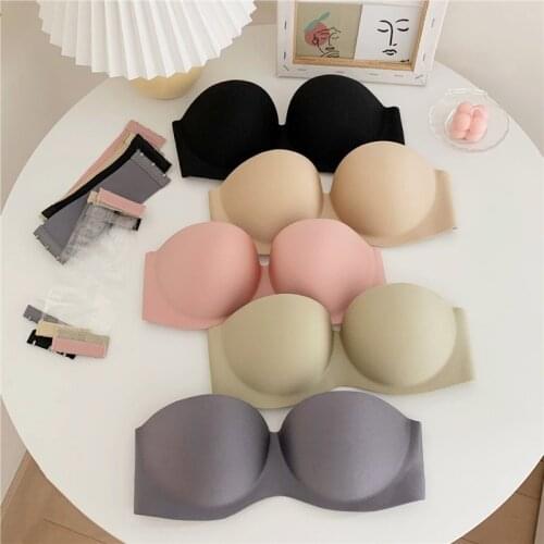 Dreamlikelin Sexy Women Strapless Bra Invisible Brassiere Female Push Up Bras with Two Back Straps Wire Free Backless Bralette