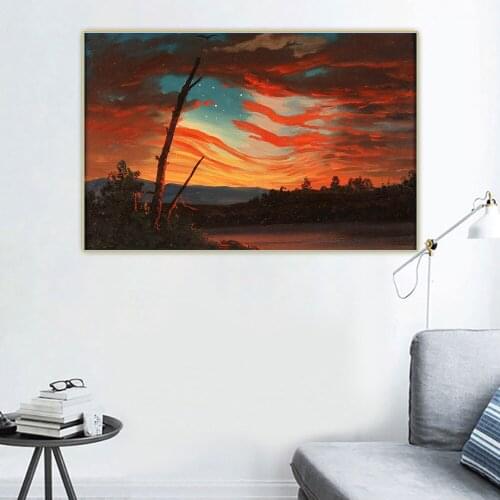 Citon Frederic Edwin Church《Our Banner in the Sky》Canvas Oil Painting Artwork Poster Picture Backdrop Wall Decor Home Decoration