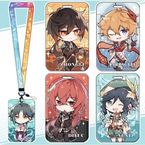 Card-Cover Genshin Impact Game Cosplay Anime Accessories Bus ID IC Student Bank Card Decoration Keychain Mobile Phone Pendant