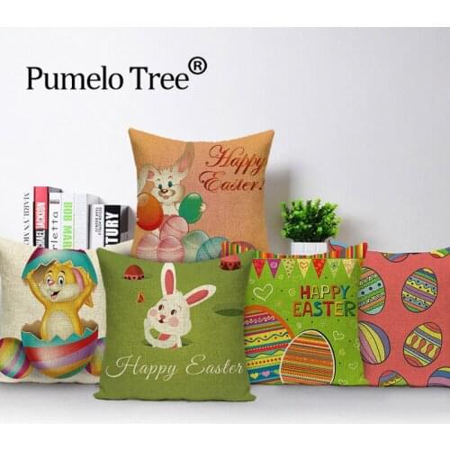 Easter Eggs Cushion Cover Rabbit Birthday Living Room Pillows Case Gift Party Sofa Car Cushions Covers Linen Pillow Cases Cojin