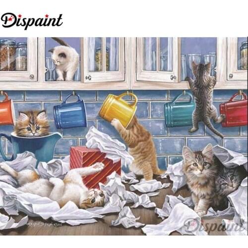 Dispaint Square/Round Drill 5D DIY Diamond Painting "Animal cat landscape" Embroidery Cross Stitch Full Rhinestone Decor A27749