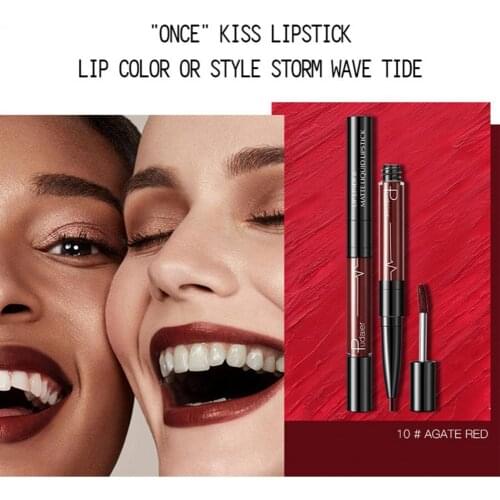 Lip Gloss Pen Double-ended Lipstick Lips Makeup Easy to Wear Matte Lip Gloss Lipliner Pencil Red Pink Purple Liquid Lipsticks