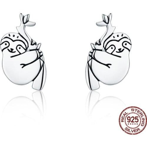 Hot sale sterling silver 925 cute sloth small earrings for women earrings jewelry Christmas gifts anti allergy