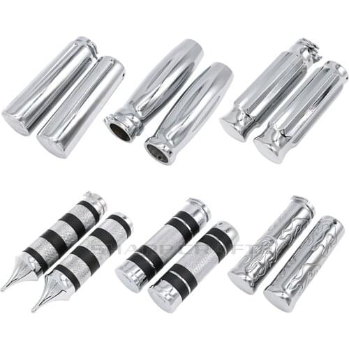 1" 25mm Or 7/8" 22mm Chrome Billet Flame Classic Handlebars Hand Grips For Harley Honda Kawasaki Suzuki Yamaha Chopper Custom