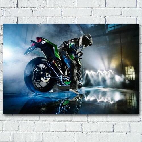 Canvas Painting Motorcycle kawasaki-z300 Super Bike Rider Picture Silk Wall Art Posters and Prints For Living Home Decor