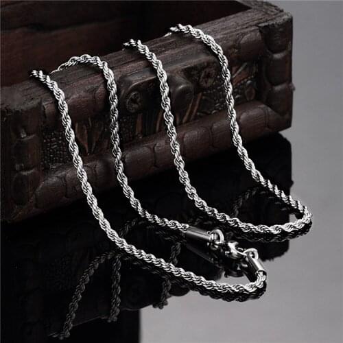 Stainless Steel Twist Chain 4-6mm Width Long NNcklace Hip Silver Plated Men Women Gift Gothic Accessory Jewelry Choker Wholesale