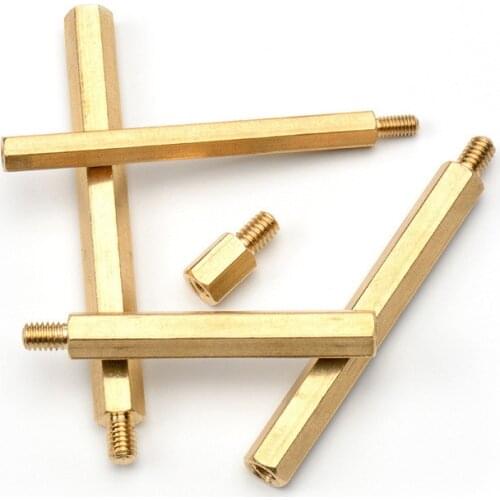 10Pcs M4*L+6mm Hex head Brass Spacing Screws Threaded Pillar PCB Computer PC Motherboard StandOff Spacer