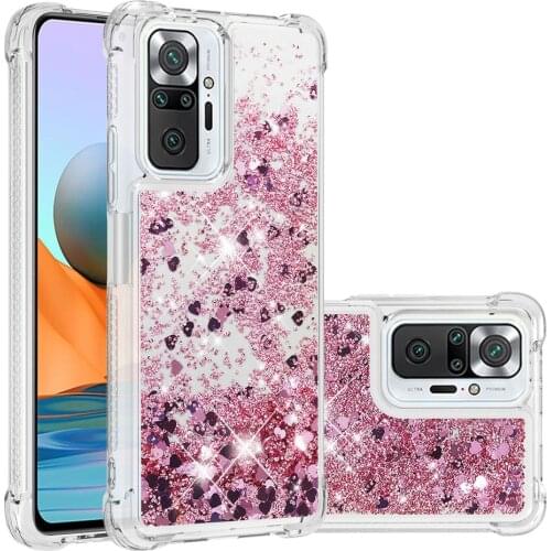 Cute Quicksand Glitter Liquid Case For Xiaomi Redmi Note10 Pro Max Cases Transparent Soft TPU Bumper Cover Mi Note 10 Pro Coque