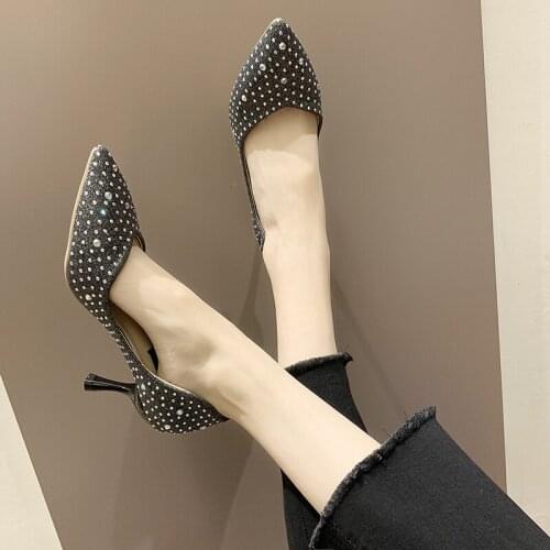 Fashion Women Shoes Rhinestone Decoration Pointed Toe Stiletto Heels Casual Shoes Women Pumps Brand Female High Heels U18-38
