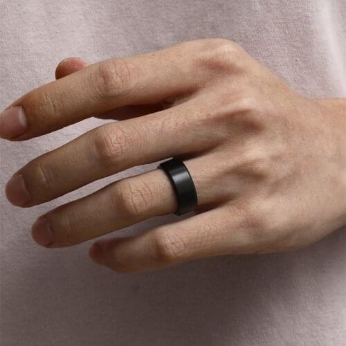 MOREDEAR 8mm 316 Titanium Ring Titanium Black for Men and Women