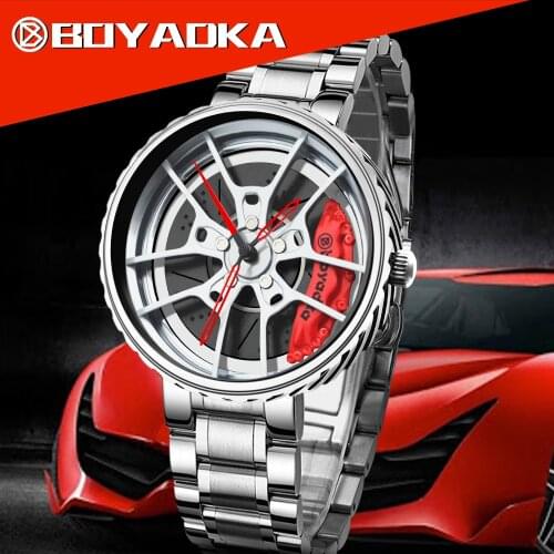 2021 Sports Car Wheel Watch Men Fashion Waterproof Mens Quartz Watches Mesh Strap Rim Hub Watch Racing Men Wristwatch