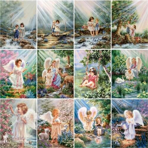 HUACAN 5D DIY Painting By Numbers Girl Figure Acrylic Unique Gift On Canvas Picture By Number Tree Decoration