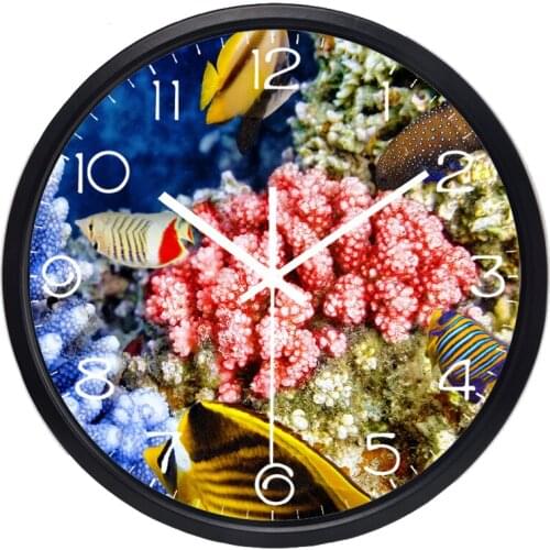 Ocean Coral Reef Fish Wall Clock Deep Sea Colorful Children Room Clock