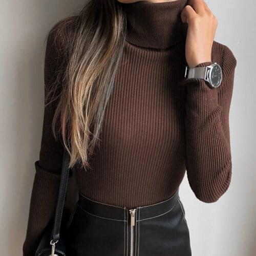 2021Autumn Turtleneck Solid Knitted Long Sleeve Female Bodysuit Women Black Bodycon Elegant Bodies Ladies Keep Warm Tops Winter