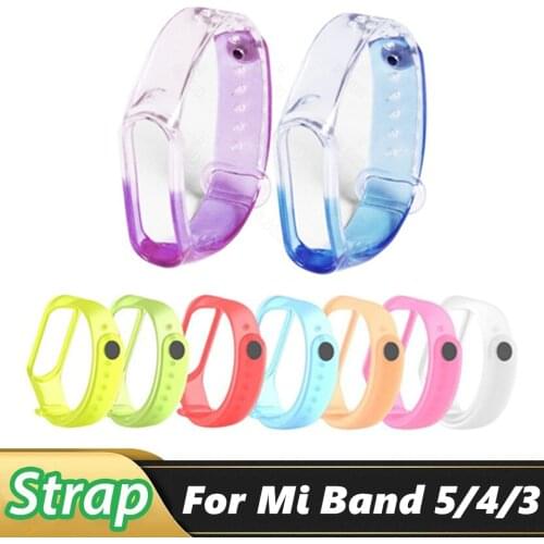 Transparent Strap for Mi Band 5 4 3 Silicone Bracelet on Xiaomi Miband 4 Summer Fashion Replacement Watchband For Smart Watch