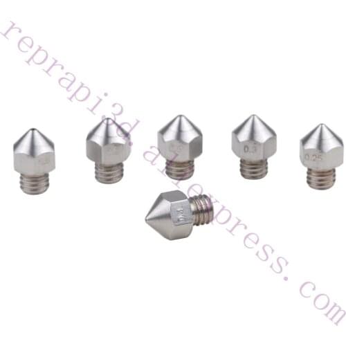 6pcs Stainless steel All Metal Hotend MK8 Nozzle M6 thread for CR10 Creality CR-10 Ender 3 MK8 Mk9 extruder 3D Printer use
