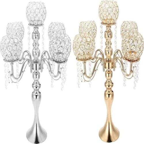 Old/Silver Candle Holders Wedding Decoration Metal Crystal Centerpiece Dining Table Candelabra Stand Home Decor Mother Day