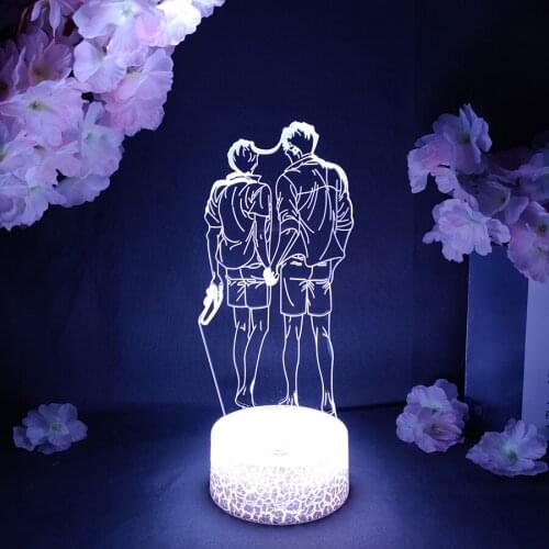 BL Manga LED Pretty Boys Light Anime Figure Acrylic Night Bedroom Lamp RGB Flashing Cool Anime Gift 3D Cartoon Child Room Decor