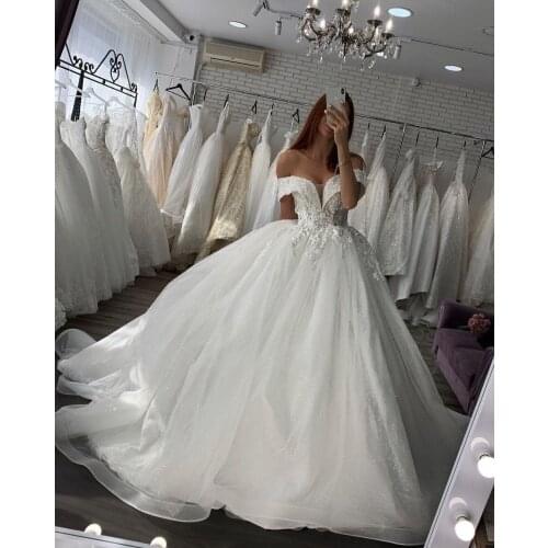 Vestido De Novia Sirena Big Ball Lace Wedding Dresses With V Neck Wedding Dress Vestido De Noiva Mariage Bridal Gown