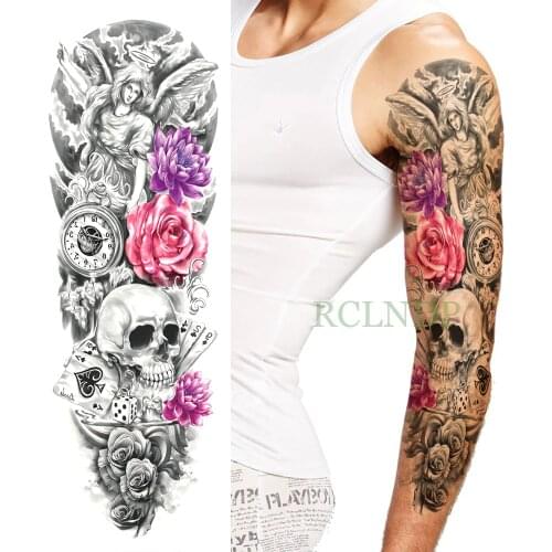 Waterproof Temporary Tattoo Sticker angel flower skull full arm fake tatto flash tatoo large size tattoos for men women