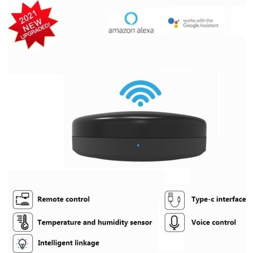 WiFi+IR Universal Remote Controller Voice Remote Control 5V 1A Tuya Smart Life App Remote Controlled Temperature Humidity Sensor