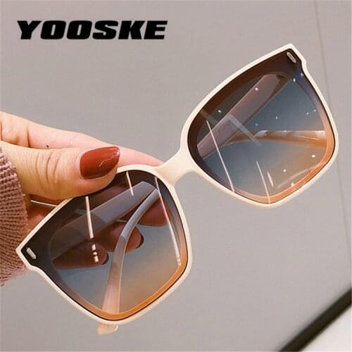 YOOSKE Brand Vintage Square Sunglasses Men Women Oversized Sunglass Woman Retro Black Sun Glasses Shades Goggle UV400