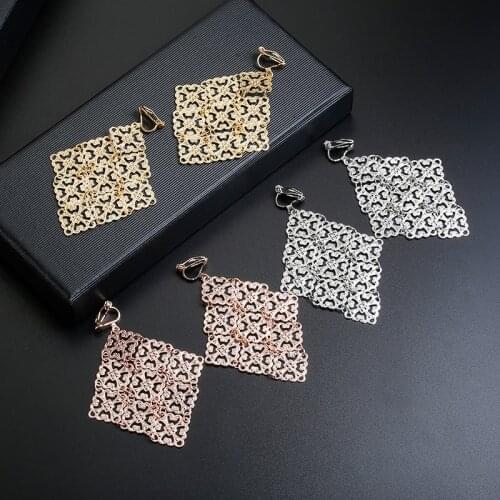 ZA Statement Metal Vintage Earrings Without Piercing Trendy Exaggerated Elegant Big Geometric Dangle Pendant Earring for Women